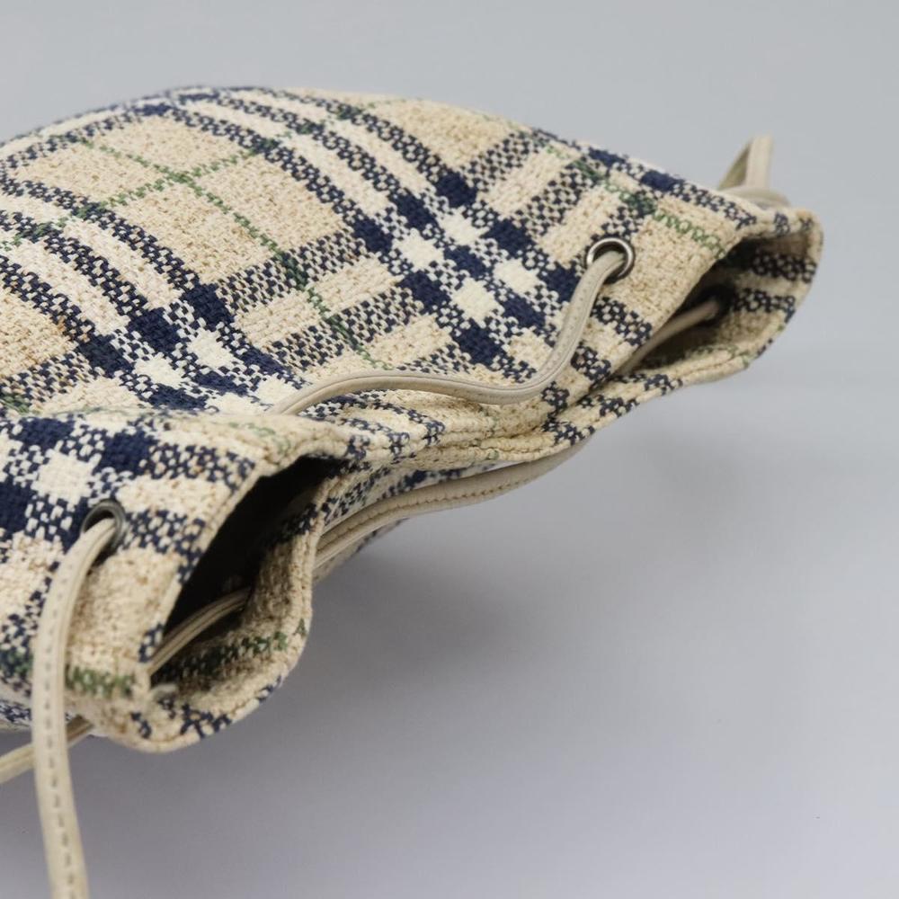 BURBERRY Nova Check Blue Label Hand Bag Canvas Beige Navy Auth BD035 - Picture 6 of 16